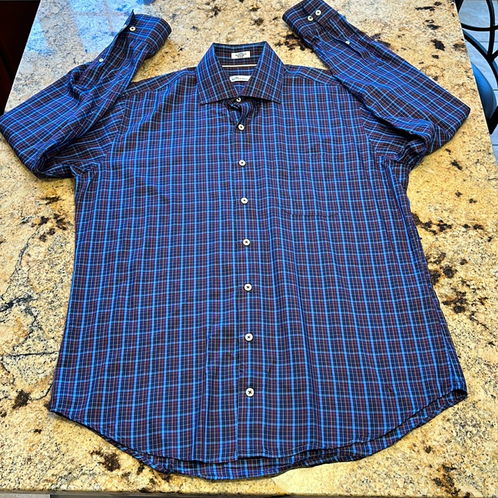 Peter Millar Cotton Silk Blend Long Sleeve Button Down Shirt